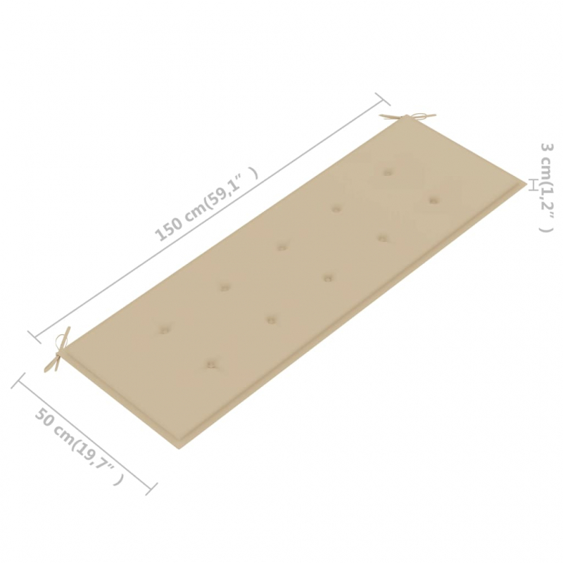 Gartenbank-Auflage Beige 150x50x3 cm Oxford-Gewebe