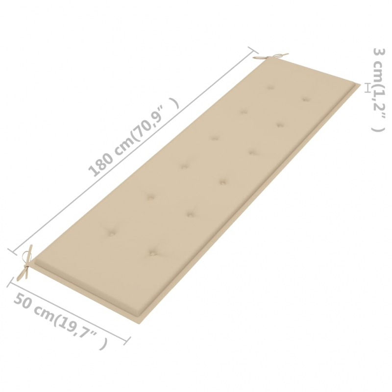 Gartenbank-Auflage Beige 180x50x3 cm Oxford-Gewebe