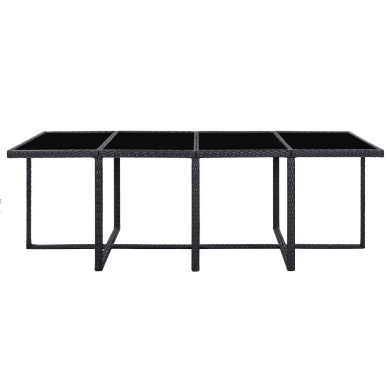 13-tlg. Garten-Essgruppe mit Auflagen Poly Rattan Schwarz