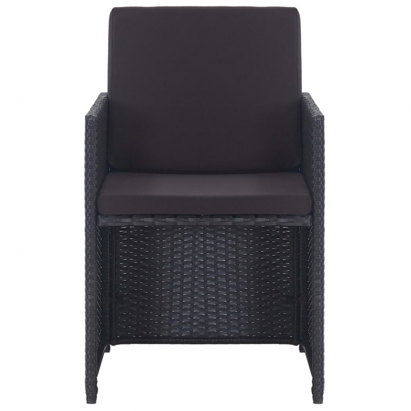 13-tlg. Garten-Essgruppe mit Auflagen Poly Rattan Schwarz