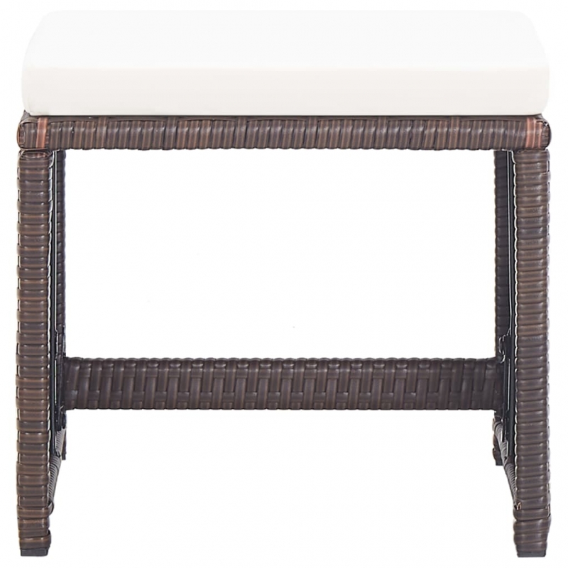 Gartenhocker 2 Stk. mit Sitzkissen Poly Rattan Braun