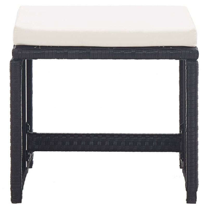 17-tlg. Garten-Essgruppe mit Auflagen Poly Rattan Schwarz