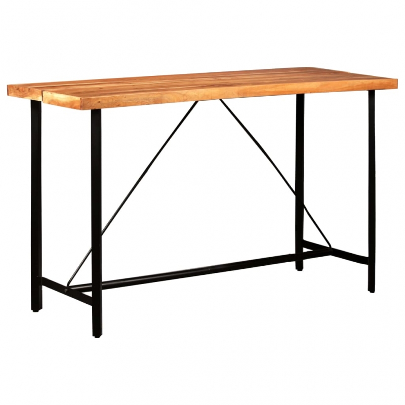 7-tlg. Bar-Set Akazie Massivholz und Echtleder