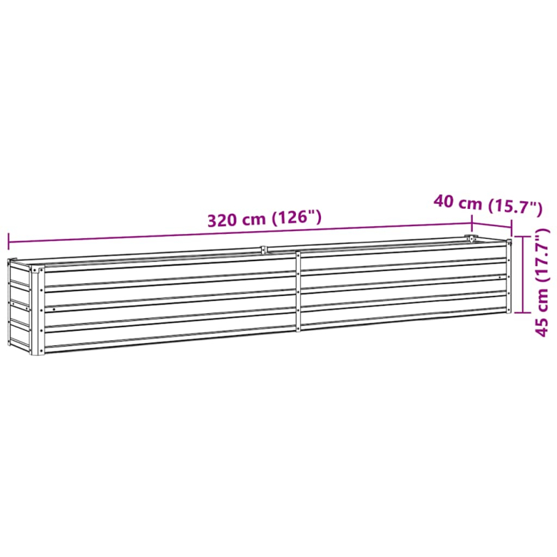 Garten-Hochbeet Verzinkter Stahl 320×40×45 cm Anthrazit