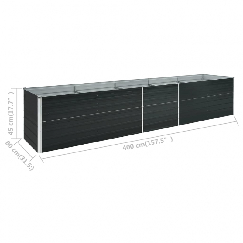 Garten-Hochbeet Verzinkter Stahl 400x80x45 cm Anthrazit