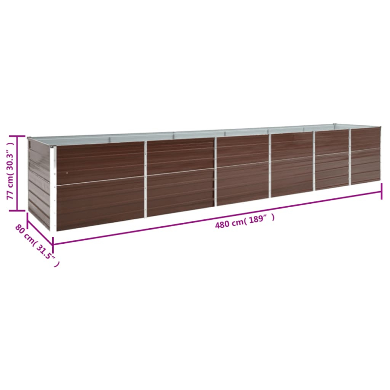 Garten-Hochbeet Verzinkter Stahl 480x80x77 cm Braun