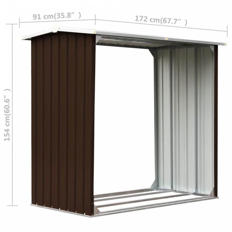 Brennholzlager Verzinkter Stahl 172x91x154 cm Braun