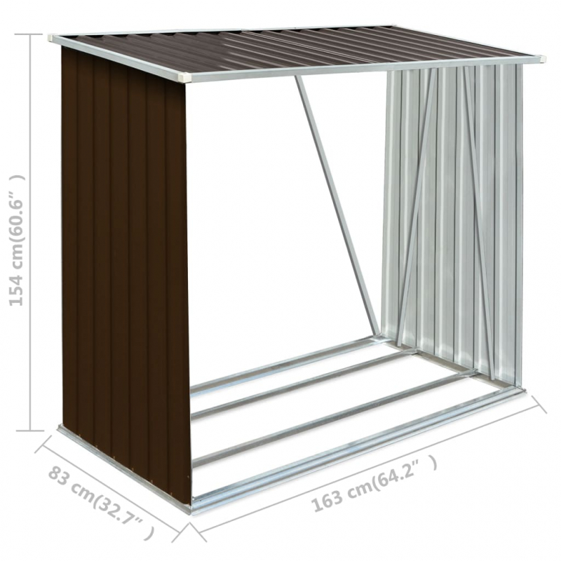 Brennholzlager Verzinkter Stahl 163 x 83 x 154 cm Braun