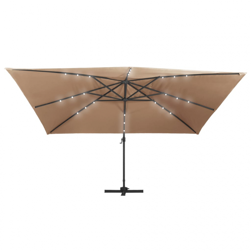 Ampelschirm mit LED-Beleuchtung Alu-Mast 400x300 cm Taupe