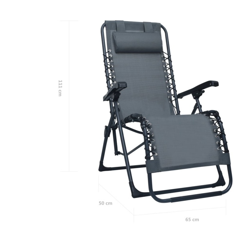 Klappbarer Liegestuhl Grau Textiline
