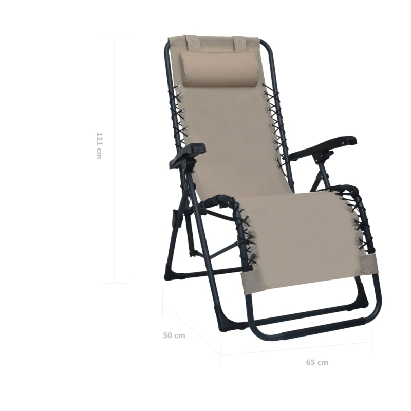 Klappbarer Liegestuhl Taupe Textilene