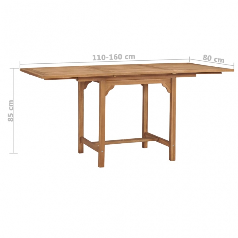 Ausziehbarer Gartentisch (110-160)×80×75 cm Massivholz Teak