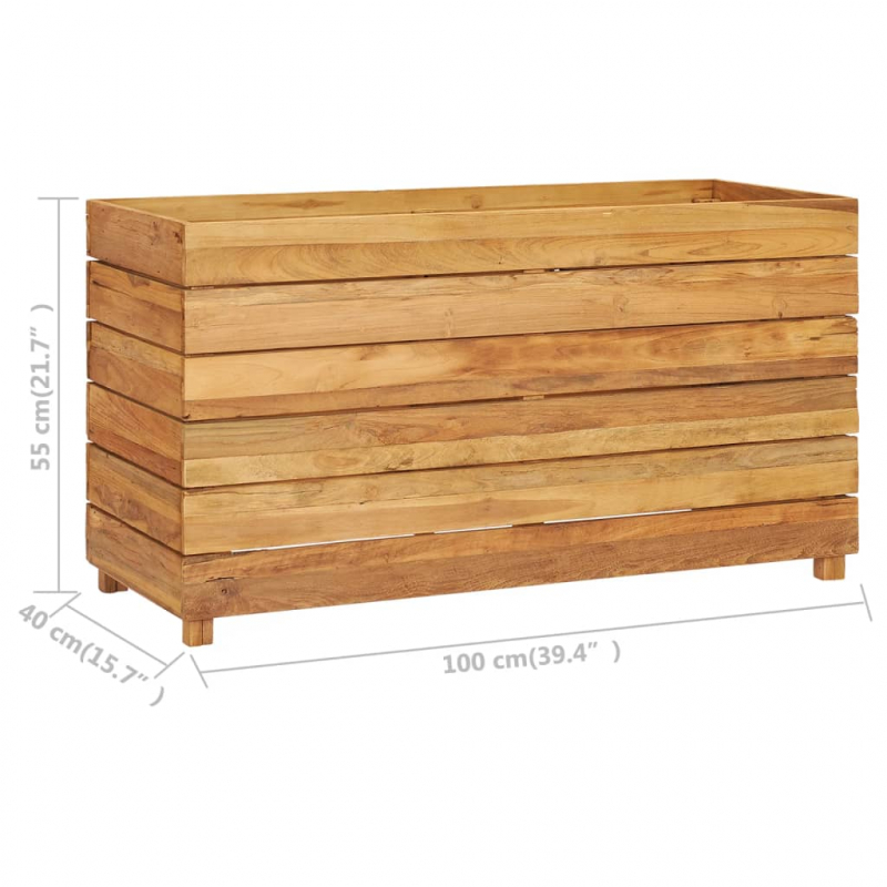 Hochbeet 100x40x55 cm Teak Altholz und Stahl