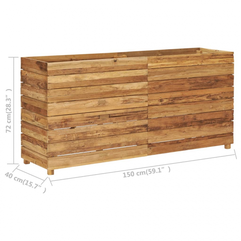 Hochbeet 150x40x72 cm Teak Altholz und Stahl
