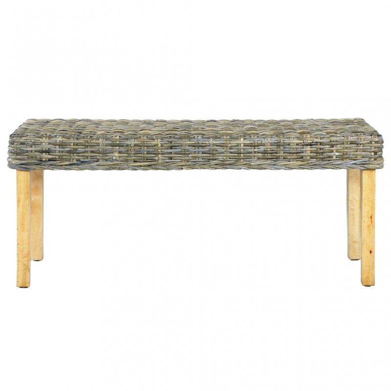 Sitzbank 110 cm Natur Kubu-Rattan und Massivholz Mango