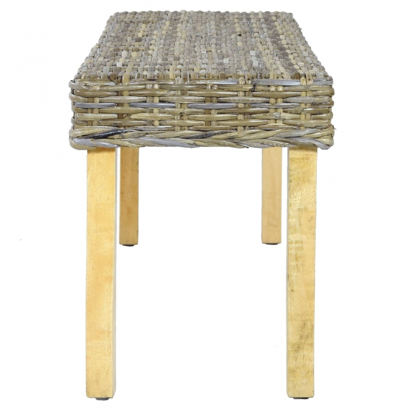 Sitzbank 110 cm Natur Kubu-Rattan und Massivholz Mango