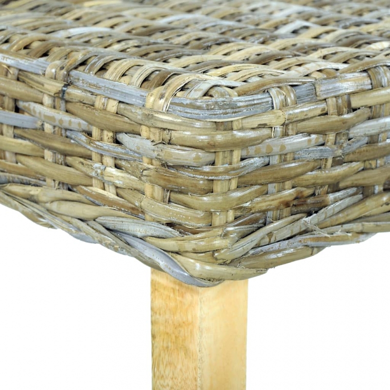 Sitzbank 110 cm Natur Kubu-Rattan und Massivholz Mango