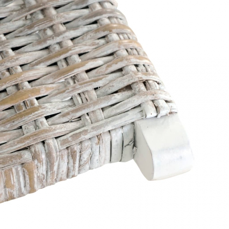 Relaxstuhl Weiß Natur Kubu-Rattan und Massivholz Mahagoni