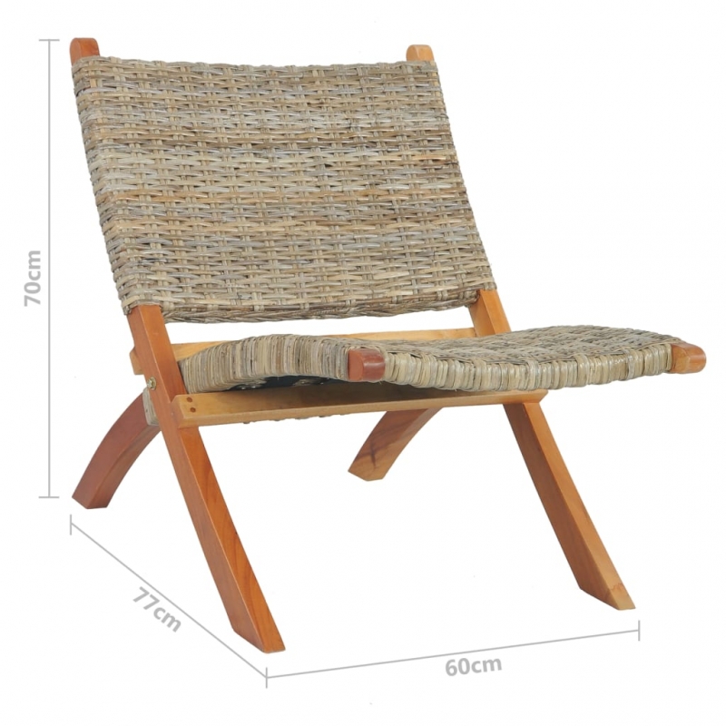 Relaxstuhl Natur Kubu-Rattan und Massivholz Mahagoni