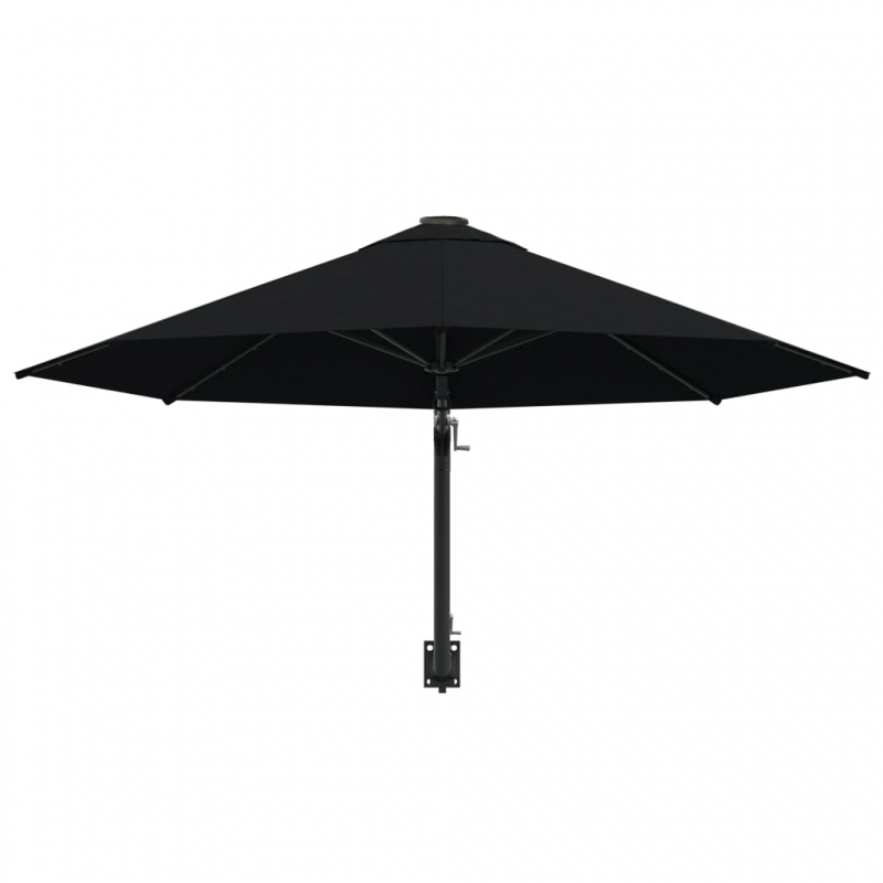 Sonnenschirm zur Wandmontage mit Metall-Mast 300 cm Schwarz