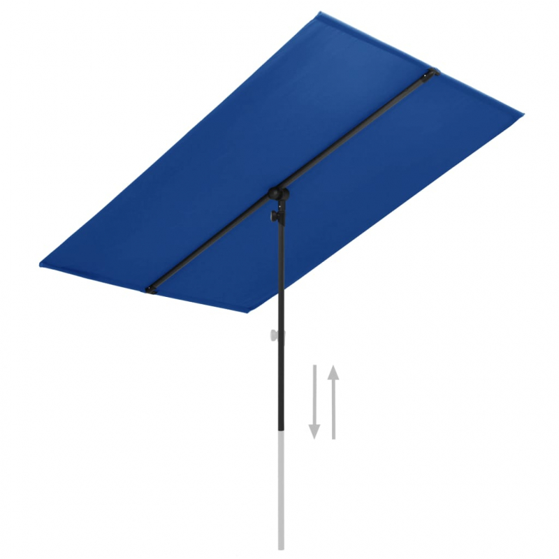 Sonnenschirm mit Aluminium-Mast 180x110 cm Azurblau