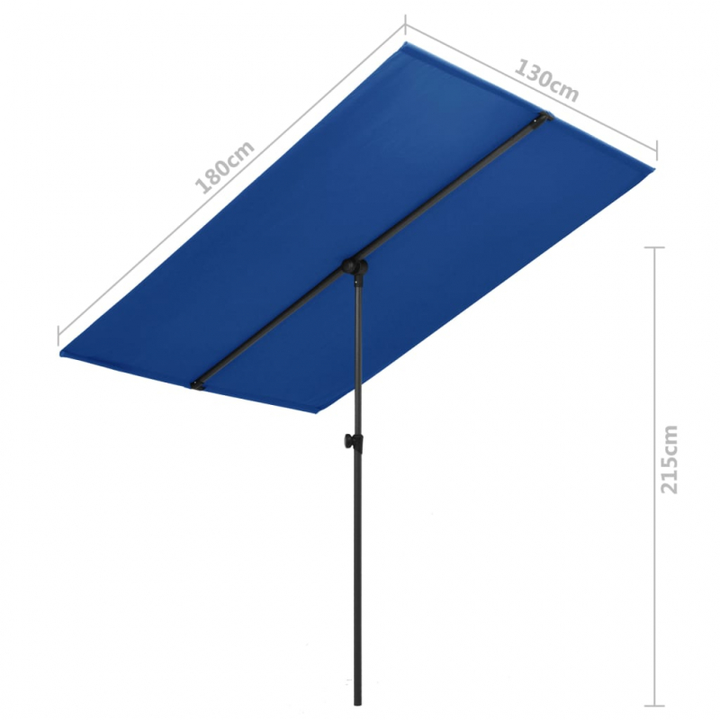 Sonnenschirm mit Aluminium-Mast 180x110 cm Azurblau
