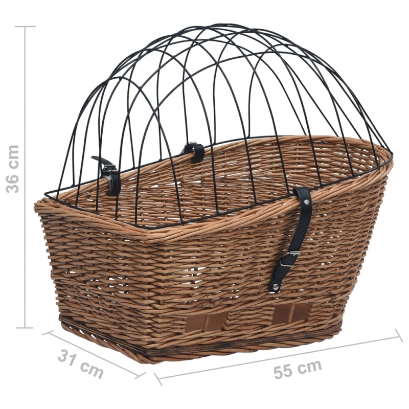 Fahrrad-Gepäckträgerkorb mit Deckel 55×31×36 cm Natur Weide