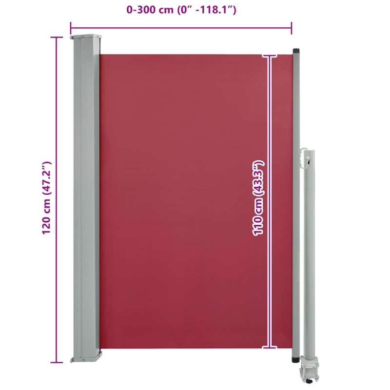Ausziehbare Seitenmarkise 120x300 cm Rot