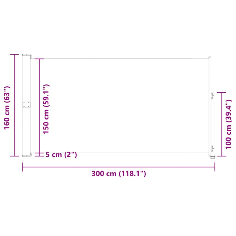 Ausziehbare Seitenmarkise 160x300 cm Rot