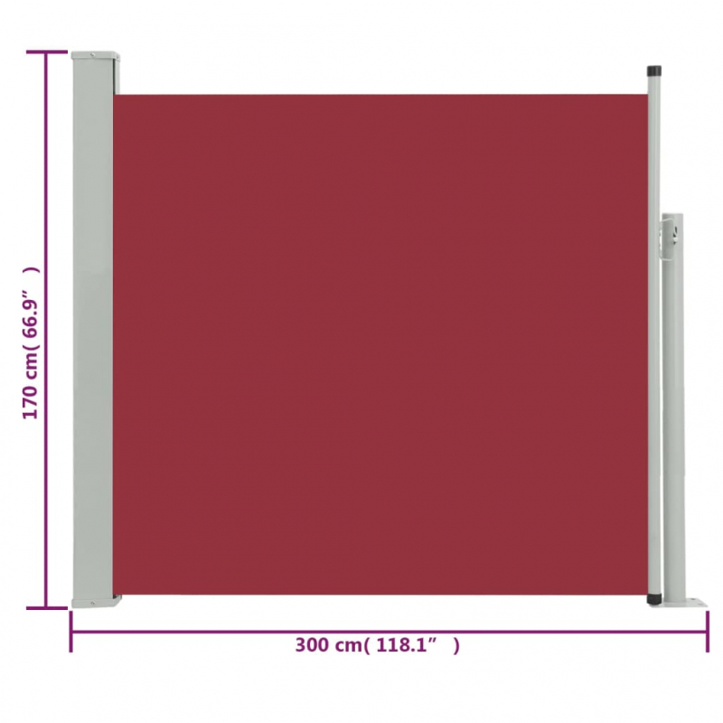 Ausziehbare Seitenmarkise 170×300 cm Rot