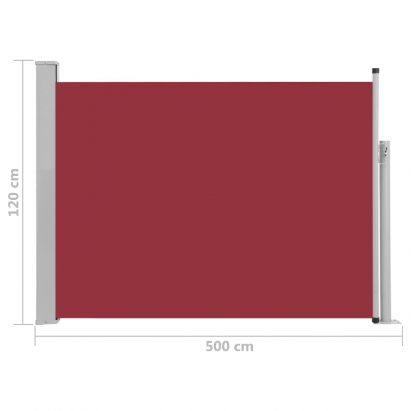 Ausziehbare Seitenmarkise 120×500 cm Rot