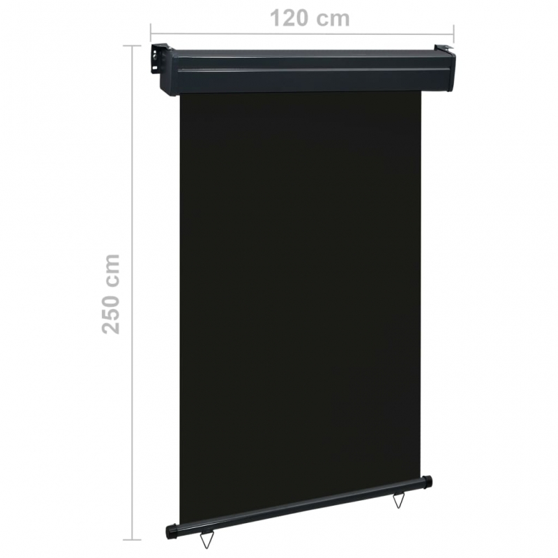 Balkon-Seitenmarkise 125x250 cm Schwarz