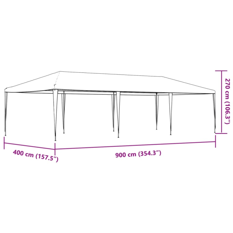 Profi-Partyzelt 4×9 m Anthrazit 90 g/m²