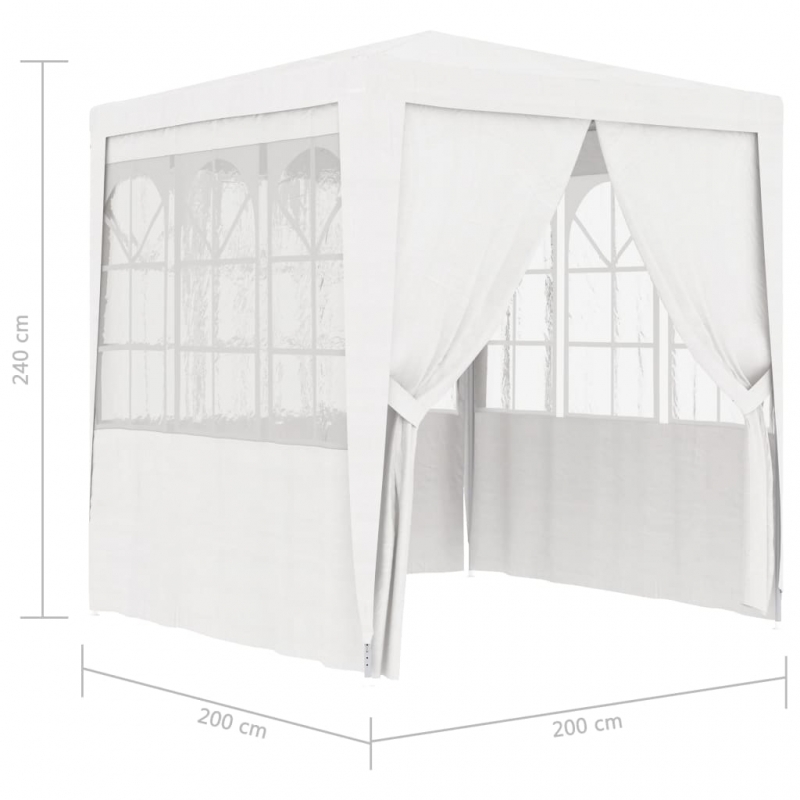 Profi-Partyzelt mit Seitenwänden 2×2m Weiß 90 g/m²