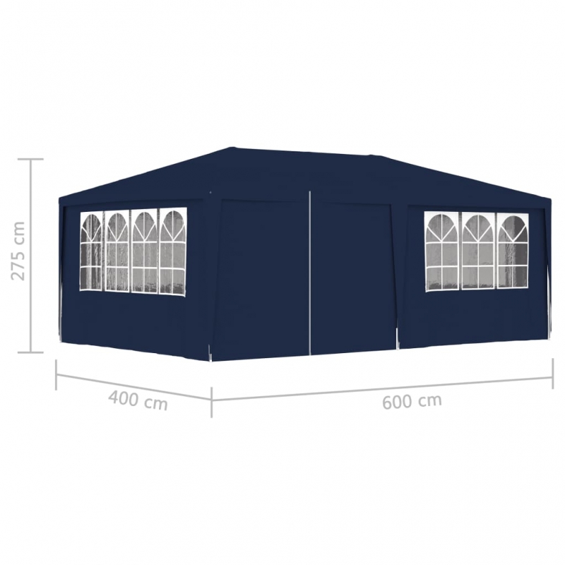 Profi-Partyzelt mit Seitenwänden 4×6 m Blau 90 g/m²