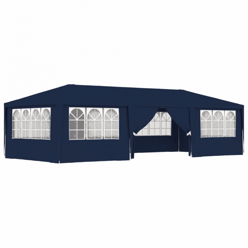 Profi-Partyzelt mit Seitenwänden 4×9 m Blau 90 g/m²