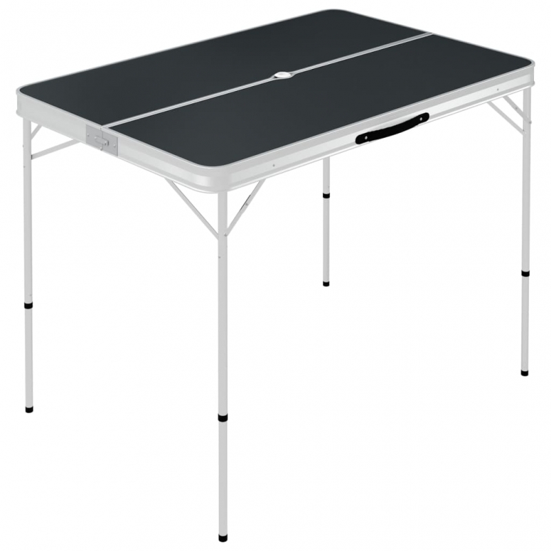 Klappbarer Campingtisch mit 2 Sitzbänken Aluminium Grau