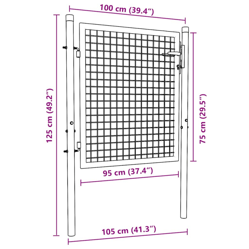 Zauntor Stahl 100 x 75 cm Grün