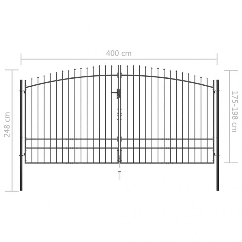 Doppelflügel-Gartentor mit Speerspitzen 400 x 248 cm