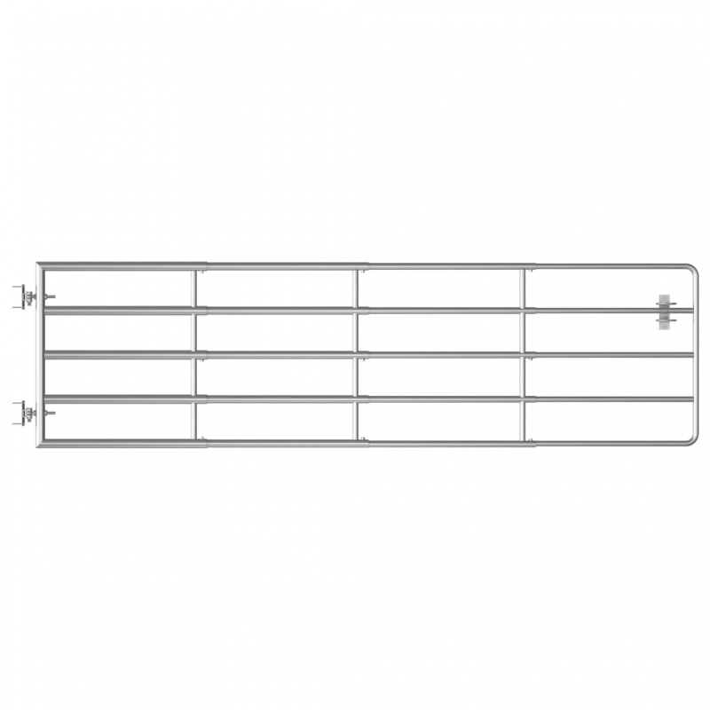 5-Rohre-Weidetor Stahl (115-300)×90 cm Silbern