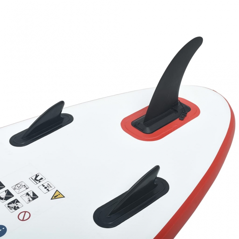 Stand Up Paddle Surfboard SUP Aufblasbar Rot und Weiß