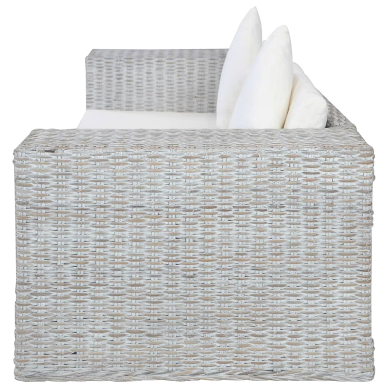 2-tlg. Sofagarnitur mit Auflagen Grau Natur Rattan
