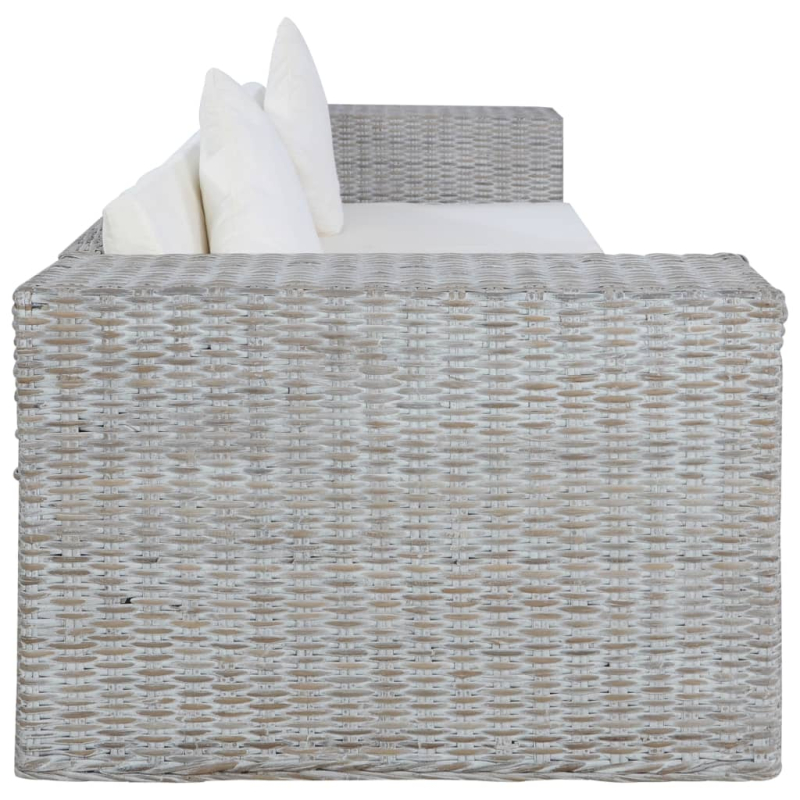 2-tlg. Sofagarnitur mit Auflagen Grau Natur Rattan