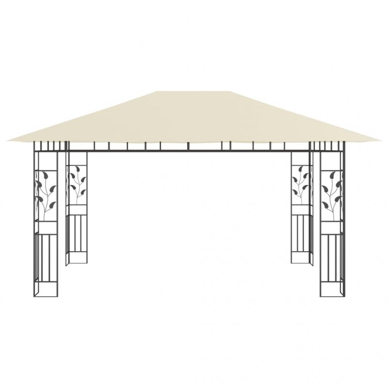 Pavillon mit Moskitonetz 4x3x2,73 m Creme 180 g/m²