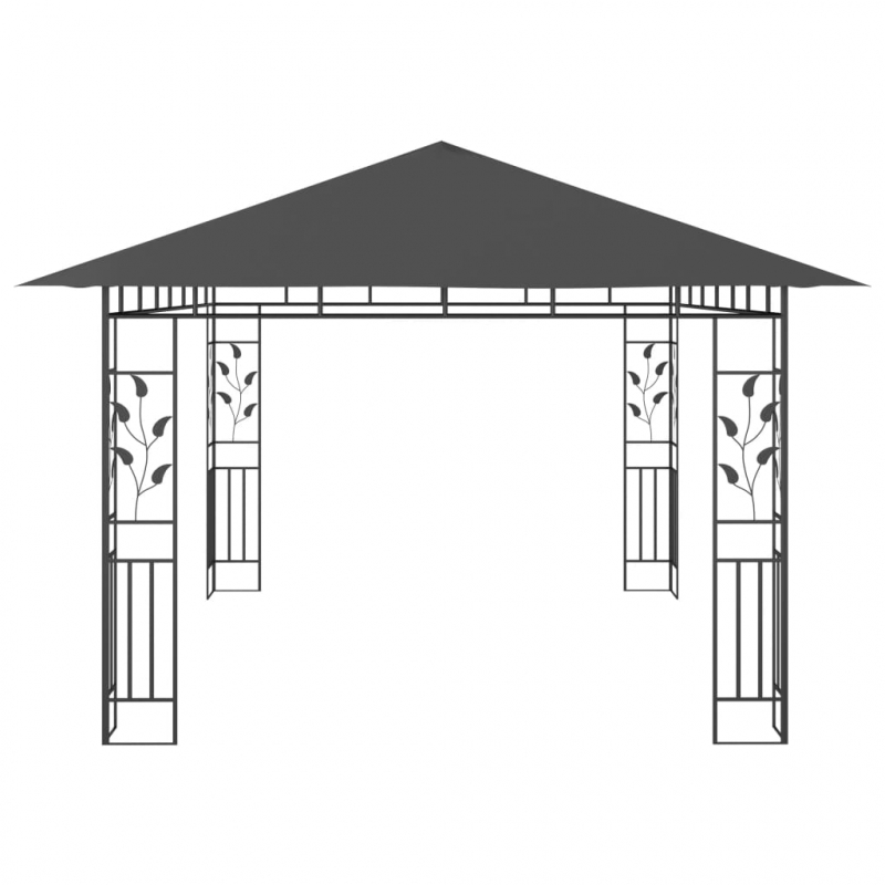 Pavillon mit Moskitonetz 4x3x2,73 m Anthrazit 180 g/m²