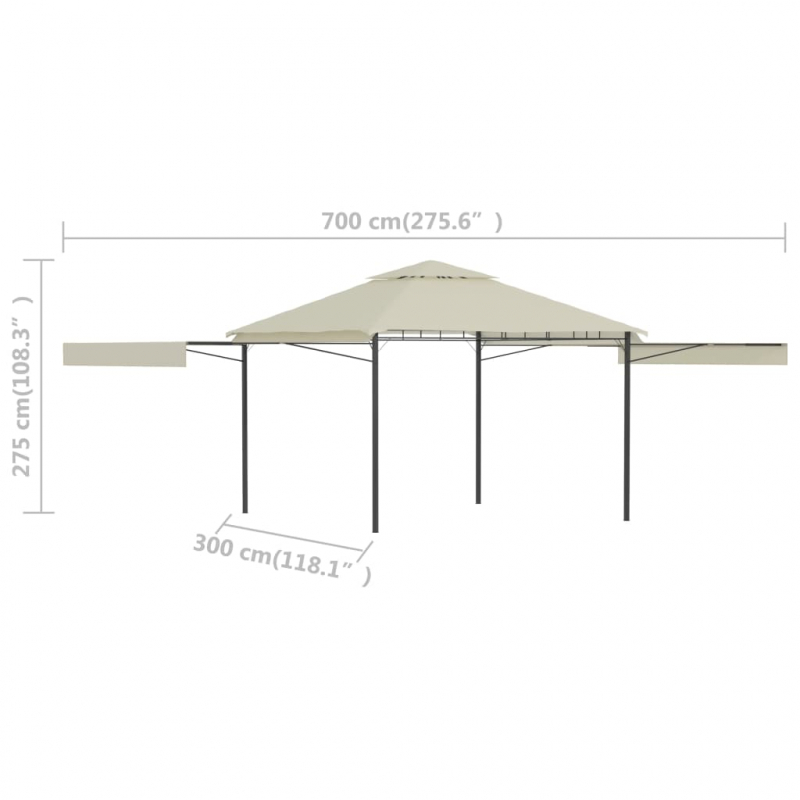 Pavillon mit Doppelt Erweiterten Dächern 3x3x2,75 cm 180 g/m²