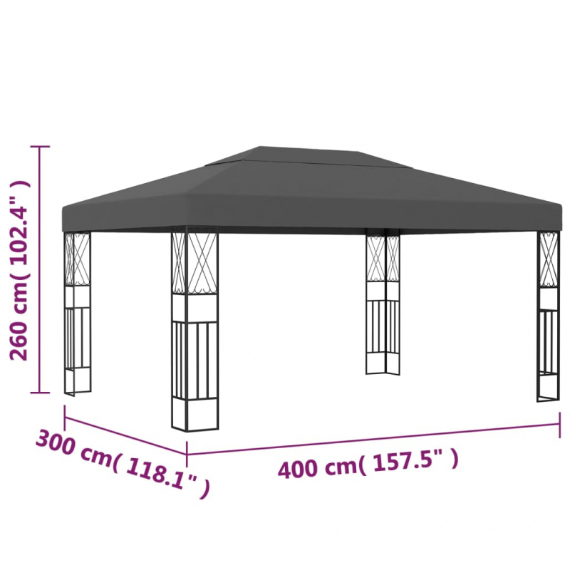 Pavillon 3×4 m Anthrazit Stoff