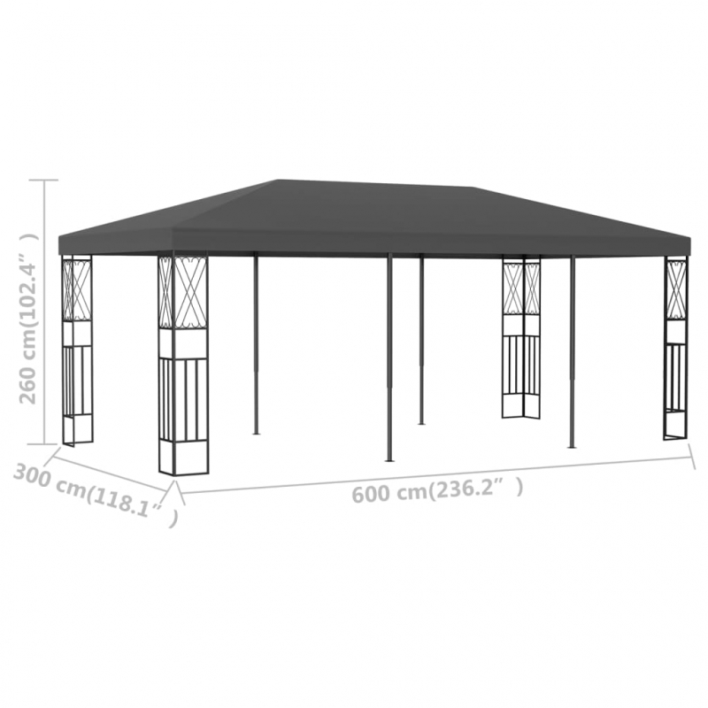 Pavillon 3x6 m Anthrazit Stoff