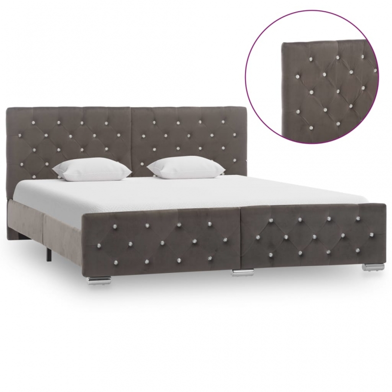 Bettgestell Grau Samt 160x200 cm