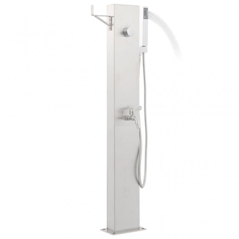 Gartendusche mit Wasserhahn 110 cm Edelstahl